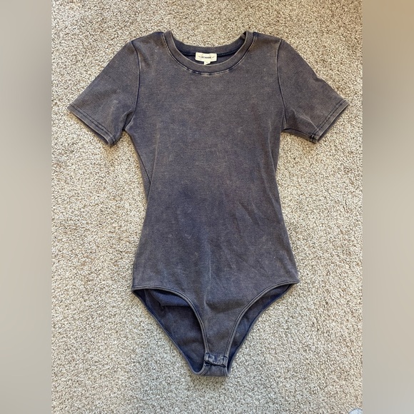 Eesome Gray Bodysuit Classic Crew Neck One Piece Lilac Cotton - Picture 1 of 3
